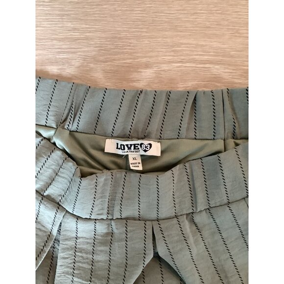 Love 83 Teal Green Black Striped Pleated Mini Skirt Women's Size XL - Picture 2 of 2